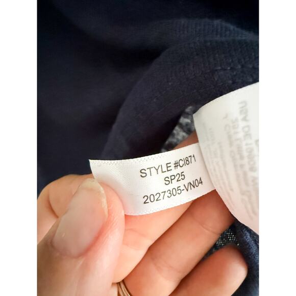 J.Crew | NWT New relaxed linen T-shirt in Navy Blue | Sz XXS - Picture 6 of 7